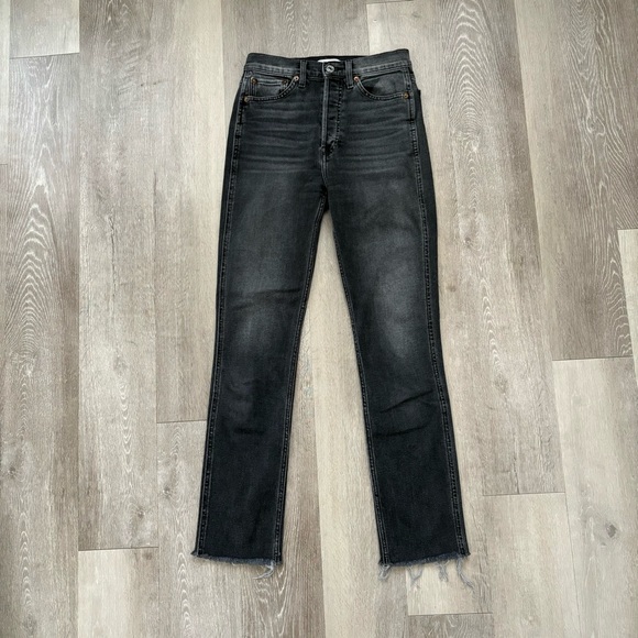 Re/Done Denim - Re/done 80s Slim Straight Washed Black Jeans